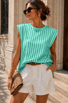 Kori Turquoise Striped Cut Out T-Shirt