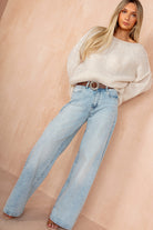 Krista Light Blue Mega Baggy Belted Jeans