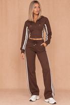 Kristee Chocolate Striped Tracksuit