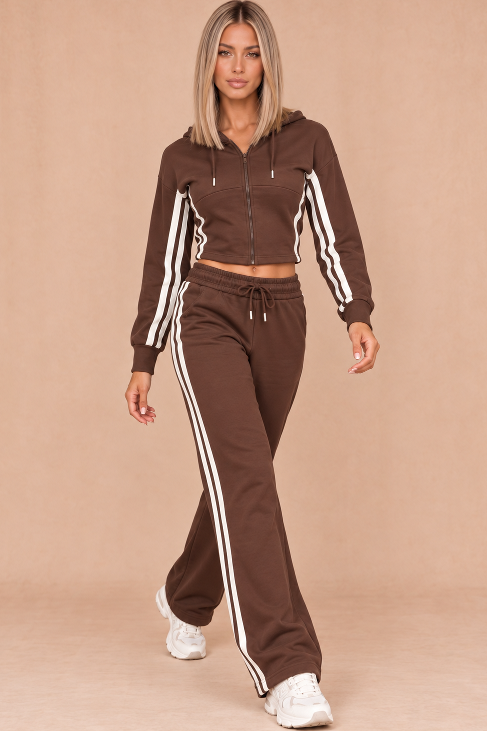Kristee Chocolate Striped Tracksuit