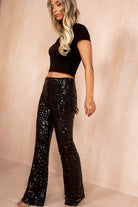 Kristen Black Sequin Straight Leg Trousers