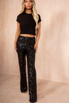 Kristen Black Sequin Straight Leg Trousers