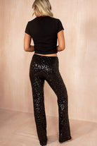 Kristen Black Sequin Straight Leg Trousers