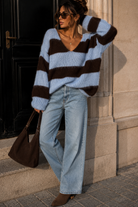 Kristen Blue & Chocolate Knit Striped Jumper