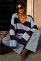 Kristen Blue & Chocolate Knit Striped Jumper