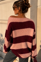 Kristen Burgundy Knit Striped Jumper