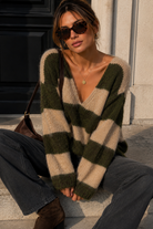 Kristen Khaki Knit Striped Jumper