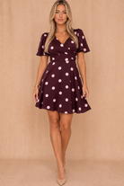 Kristie Wine Polka Dot Mini Dress