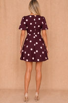 Kristie Wine Polka Dot Mini Dress