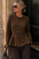 Kylan Chocolate Knit Peplum Top