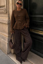 Kylan Chocolate Knit Peplum Top