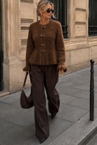 Kylan Chocolate Knit Peplum Top