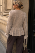 Kylan Taupe Knit Peplum Top