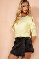 Kyle Lemon Soft Knit Ribbon Detail Top