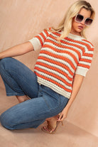 Laney Orange Crochet Knit Top