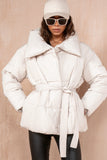 Larisa Cream Belted Puffer Jacket