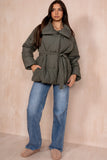 Larisa Khaki Belted Puffer Jacket