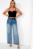 Latesha Blue Wide Leg Double Belted Jeans