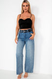 Latesha Blue Wide Leg Double Belted Jeans