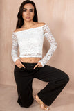 Lauren White Lace Sequin Top