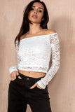 Lauren White Lace Sequin Top