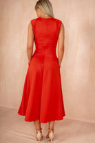 Leah Red A-line Skirt Midi Dress