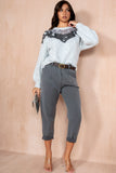 Leena Grey Belted Tapered Trousers