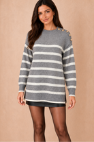 Leena Grey Knit Striped Jumper