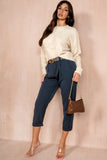 Leena Navy Belted Tapered Trousers