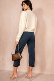 Leena Navy Belted Tapered Trousers