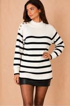 Leena White and Black Knit Striped Jumper