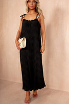 Leighton Black Crinkle Maxi Dress