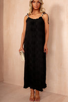 Leighton Black Crinkle Maxi Dress