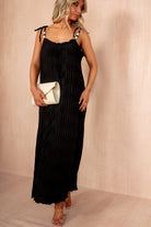 Leighton Black Crinkle Maxi Dress