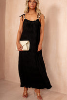 Leighton Black Crinkle Maxi Dress
