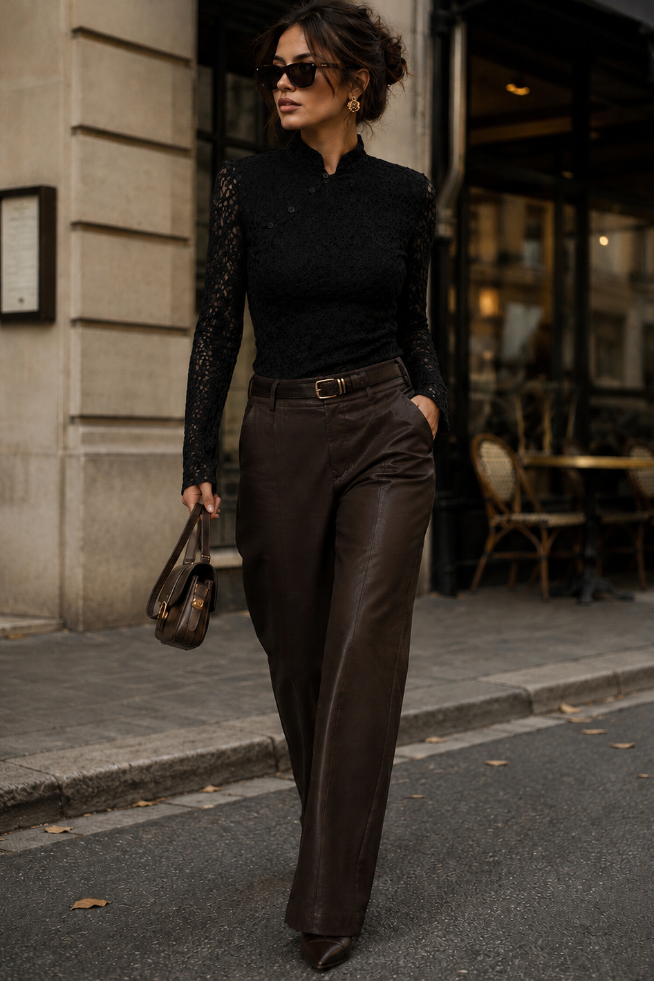 Leighton Black Lace High Neck Top