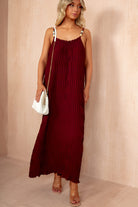 Leighton Burgundy Crinkle Maxi Dress