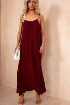Leighton Burgundy Crinkle Maxi Dress