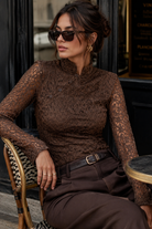 Leighton Chocolate Lace High Neck Top