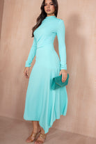 Leo Aqua Drop Waist Midi Dress