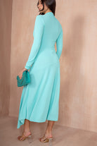 Leo Aqua Drop Waist Midi Dress