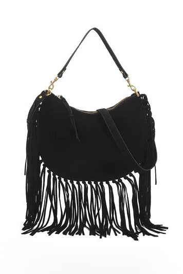 Leo Black Suedette Tassel Bag