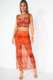 Leondra Orange Print Maxi Skirt