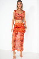 Leondra Orange Print Maxi Skirt