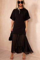 Lesley Black Knit Contrast 2 in 1 Maxi Dress