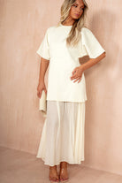 Lesley Cream Knit Contrast 2 in 1 Maxi Dress