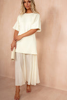 Lesley Cream Knit Contrast 2 in 1 Maxi Dress