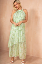 Leslie Green Smudge Print Tiered Dress