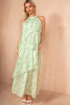 Leslie Green Smudge Print Tiered Dress
