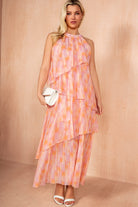 Leslie Pink Smudge Print Tiered Dress